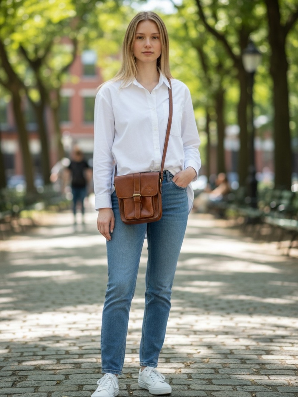 Patricia Nash P75206 Cognac Italian Leather Crossbody Bag